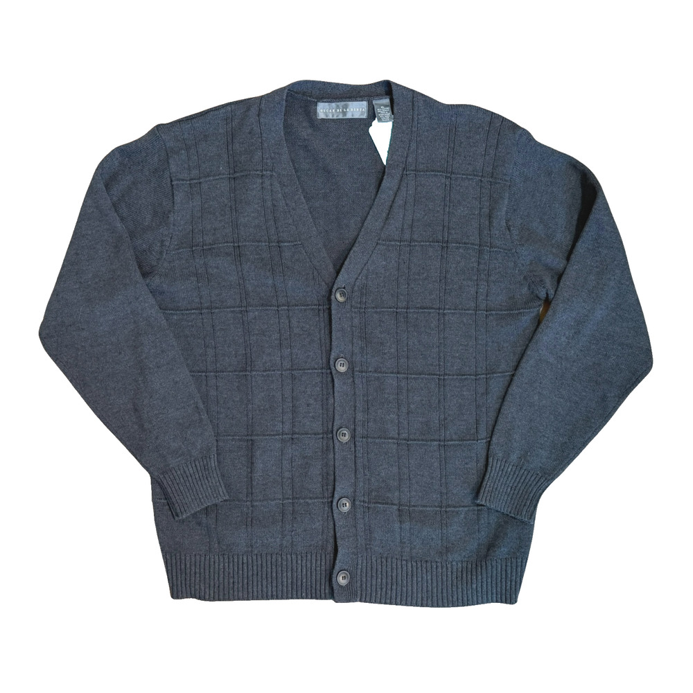 Oscar de la Renta Men’s XL Gray V Neck Cardigan Button Front Grandpa Dad Sweater